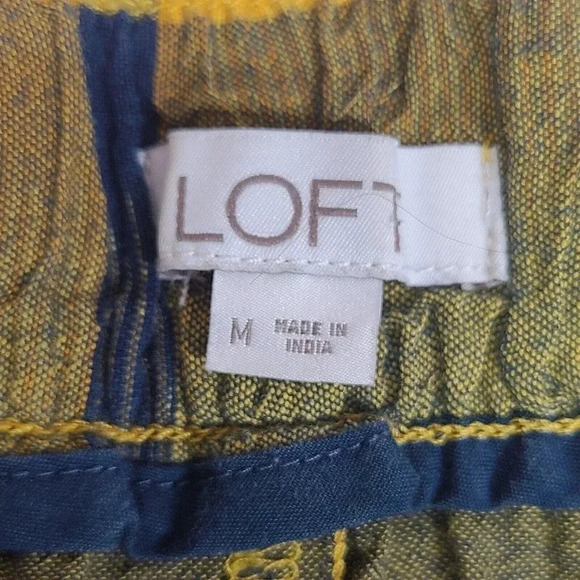 Loft Ombre Stripe Knotted Chino Shorts Women's Medium Yellow Blue Pockets Summer - Picture 5 of 6